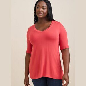 Torrid Red Favorite Tunic Super Soft V-Neck Hi-Low Tee